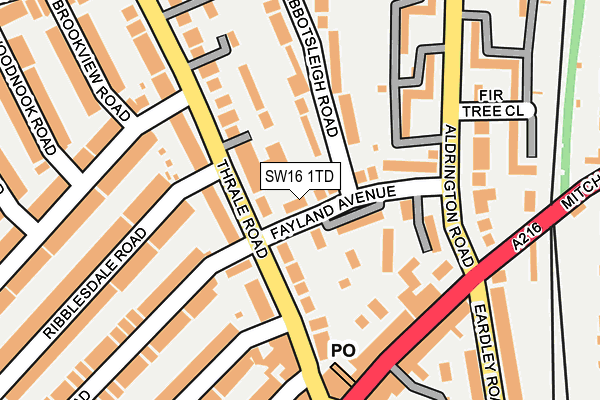 SW16 1TD map - OS OpenMap – Local (Ordnance Survey) SW16 1TD map - OS OpenMap – Local (Ordnance Survey)