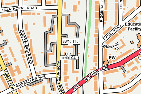 SW16 1TL map - OS OpenMap – Local (Ordnance Survey) SW16 1TL map - OS OpenMap – Local (Ordnance Survey)