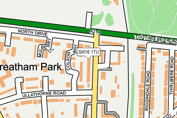 SW16 1TU map - OS OpenMap – Local (Ordnance Survey) SW16 1TU map - OS OpenMap – Local (Ordnance Survey)
