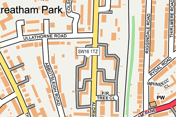 SW16 1TZ map - OS OpenMap – Local (Ordnance Survey) SW16 1TZ map - OS OpenMap – Local (Ordnance Survey)