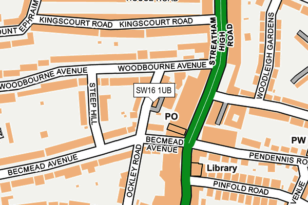 SW16 1UB map - OS OpenMap – Local (Ordnance Survey) SW16 1UB map - OS OpenMap – Local (Ordnance Survey)