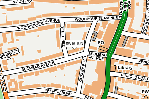 SW16 1UN map - OS OpenMap – Local (Ordnance Survey) SW16 1UN map - OS OpenMap – Local (Ordnance Survey)