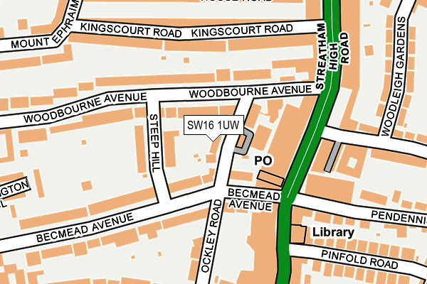 SW16 1UW map - OS OpenMap – Local (Ordnance Survey) SW16 1UW map - OS OpenMap – Local (Ordnance Survey)