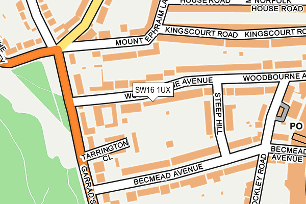 SW16 1UX map - OS OpenMap – Local (Ordnance Survey) SW16 1UX map - OS OpenMap – Local (Ordnance Survey)