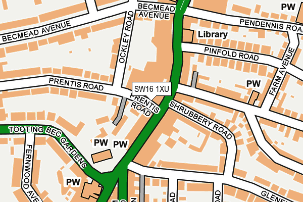 SW16 1XU map - OS OpenMap – Local (Ordnance Survey) SW16 1XU map - OS OpenMap – Local (Ordnance Survey)
