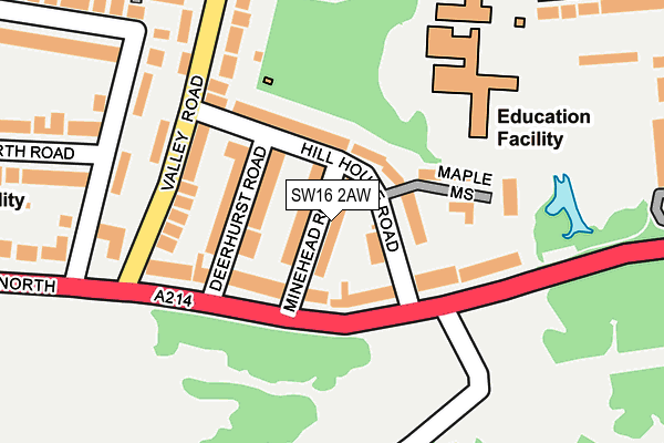 SW16 2AW map - OS OpenMap – Local (Ordnance Survey) SW16 2AW map - OS OpenMap – Local (Ordnance Survey)