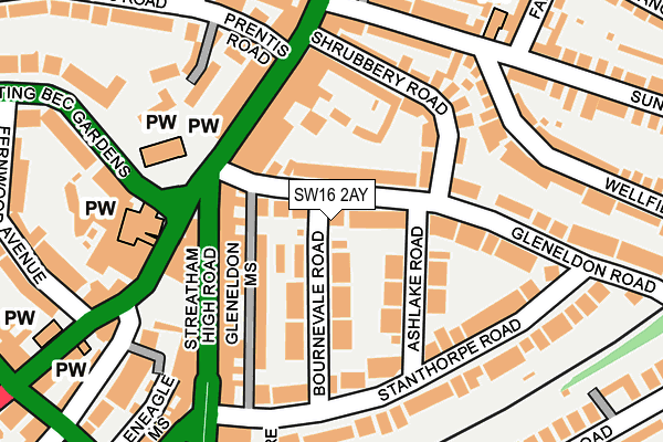 SW16 2AY map - OS OpenMap – Local (Ordnance Survey) SW16 2AY map - OS OpenMap – Local (Ordnance Survey)