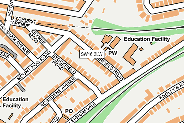 SW16 2LW map - OS OpenMap – Local (Ordnance Survey) SW16 2LW map - OS OpenMap – Local (Ordnance Survey)