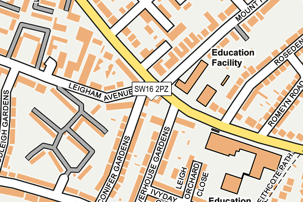 SW16 2PZ map - OS OpenMap – Local (Ordnance Survey) SW16 2PZ map - OS OpenMap – Local (Ordnance Survey)