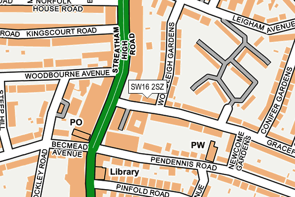 SW16 2SZ map - OS OpenMap – Local (Ordnance Survey) SW16 2SZ map - OS OpenMap – Local (Ordnance Survey)
