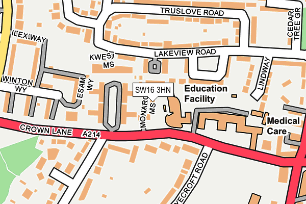 SW16 3HN map - OS OpenMap – Local (Ordnance Survey)