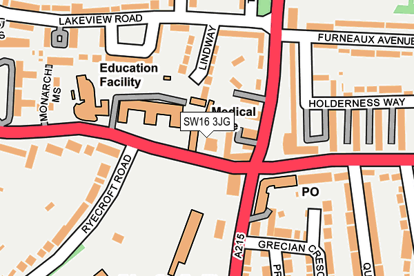 SW16 3JG map - OS OpenMap – Local (Ordnance Survey) SW16 3JG map - OS OpenMap – Local (Ordnance Survey)