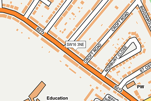 SW16 3NE map - OS OpenMap – Local (Ordnance Survey) SW16 3NE map - OS OpenMap – Local (Ordnance Survey)