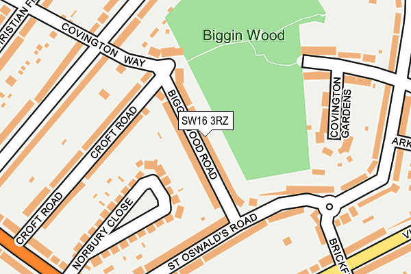 SW16 3RZ map - OS OpenMap – Local (Ordnance Survey) SW16 3RZ map - OS OpenMap – Local (Ordnance Survey)