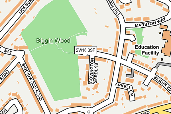 SW16 3SF map - OS OpenMap – Local (Ordnance Survey) SW16 3SF map - OS OpenMap – Local (Ordnance Survey)