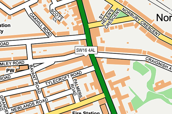SW16 4AL map - OS OpenMap – Local (Ordnance Survey) SW16 4AL map - OS OpenMap – Local (Ordnance Survey)