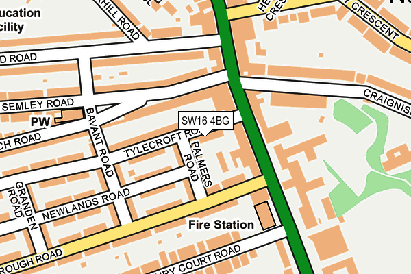 SW16 4BG map - OS OpenMap – Local (Ordnance Survey) SW16 4BG map - OS OpenMap – Local (Ordnance Survey)