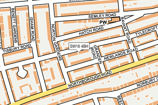 SW16 4BH map - OS OpenMap – Local (Ordnance Survey) SW16 4BH map - OS OpenMap – Local (Ordnance Survey)