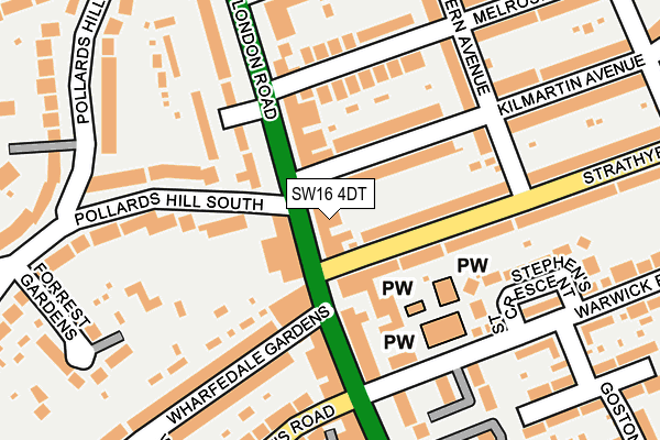 SW16 4DT map - OS OpenMap – Local (Ordnance Survey) SW16 4DT map - OS OpenMap – Local (Ordnance Survey)