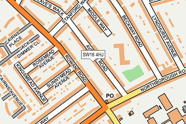 SW16 4HJ map - OS OpenMap – Local (Ordnance Survey) SW16 4HJ map - OS OpenMap – Local (Ordnance Survey)