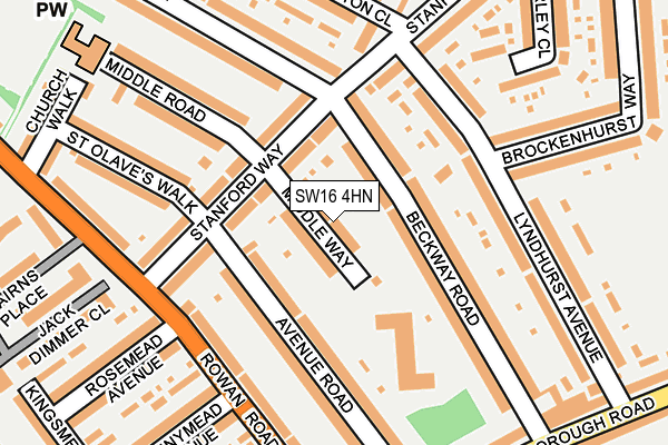 SW16 4HN map - OS OpenMap – Local (Ordnance Survey) SW16 4HN map - OS OpenMap – Local (Ordnance Survey)