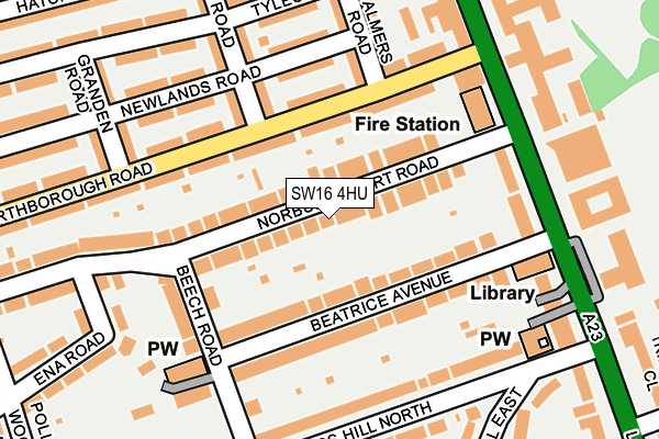 SW16 4HU map - OS OpenMap – Local (Ordnance Survey) SW16 4HU map - OS OpenMap – Local (Ordnance Survey)