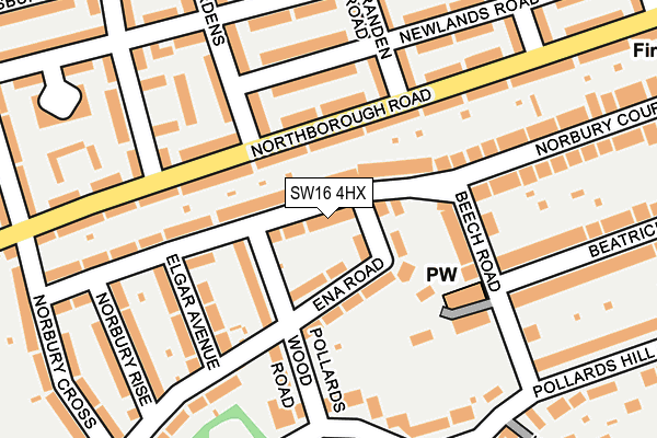 SW16 4HX map - OS OpenMap – Local (Ordnance Survey) SW16 4HX map - OS OpenMap – Local (Ordnance Survey)