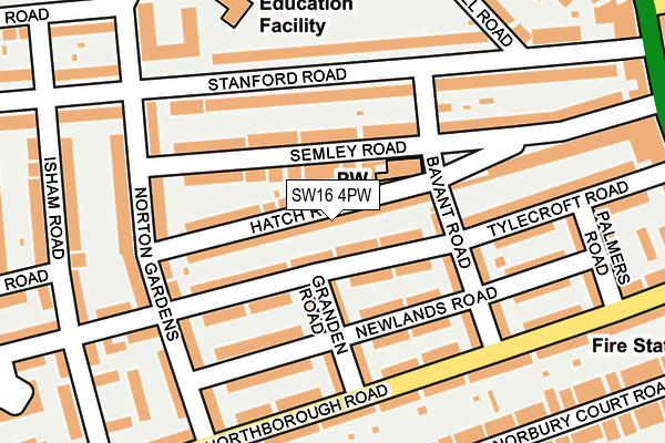 SW16 4PW map - OS OpenMap – Local (Ordnance Survey) SW16 4PW map - OS OpenMap – Local (Ordnance Survey)