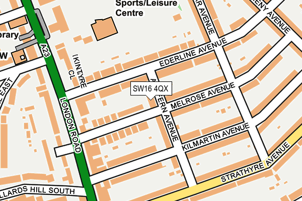 SW16 4QX map - OS OpenMap – Local (Ordnance Survey)