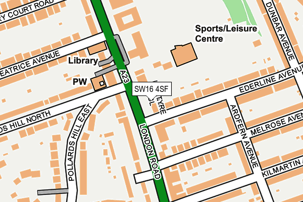 SW16 4SF map - OS OpenMap – Local (Ordnance Survey) SW16 4SF map - OS OpenMap – Local (Ordnance Survey)