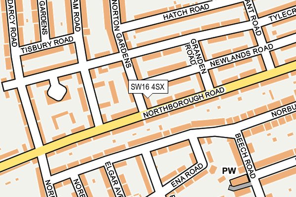 SW16 4SX map - OS OpenMap – Local (Ordnance Survey) SW16 4SX map - OS OpenMap – Local (Ordnance Survey)