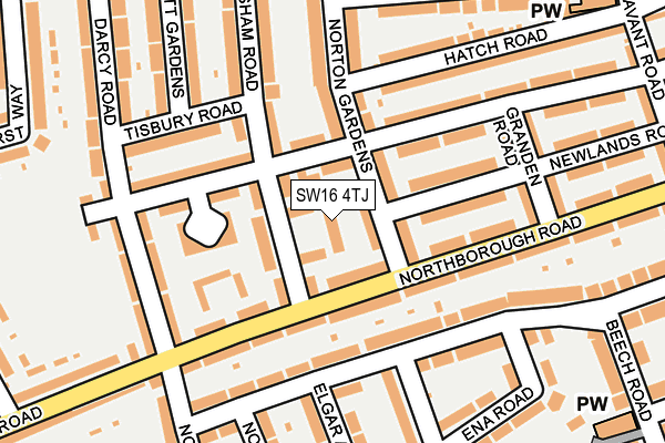 SW16 4TJ map - OS OpenMap – Local (Ordnance Survey) SW16 4TJ map - OS OpenMap – Local (Ordnance Survey)