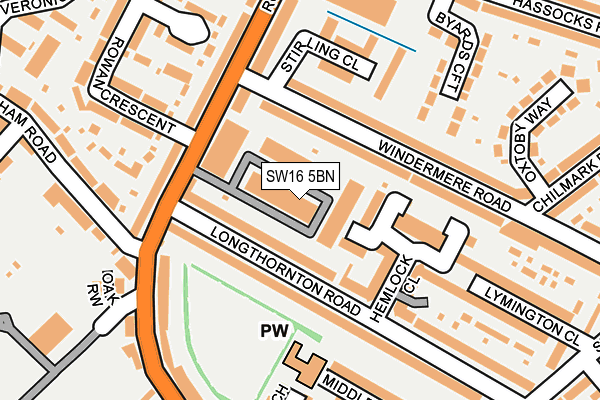 SW16 5BN map - OS OpenMap – Local (Ordnance Survey) SW16 5BN map - OS OpenMap – Local (Ordnance Survey)