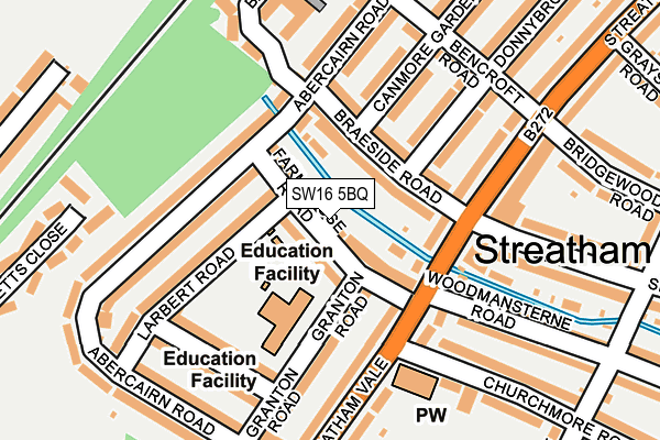 SW16 5BQ map - OS OpenMap – Local (Ordnance Survey) SW16 5BQ map - OS OpenMap – Local (Ordnance Survey)