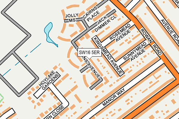 SW16 5ER map - OS OpenMap – Local (Ordnance Survey) SW16 5ER map - OS OpenMap – Local (Ordnance Survey)