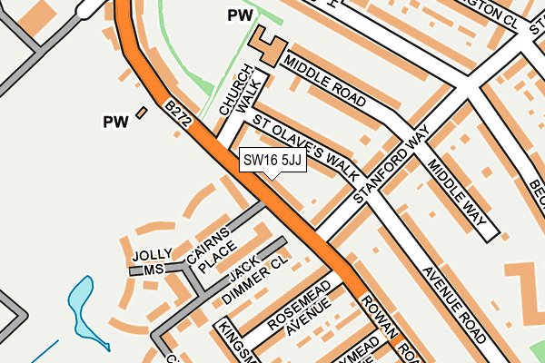 SW16 5JJ map - OS OpenMap – Local (Ordnance Survey) SW16 5JJ map - OS OpenMap – Local (Ordnance Survey)