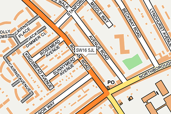 SW16 5JL map - OS OpenMap – Local (Ordnance Survey) SW16 5JL map - OS OpenMap – Local (Ordnance Survey)