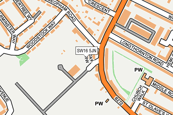 SW16 5JN map - OS OpenMap – Local (Ordnance Survey) SW16 5JN map - OS OpenMap – Local (Ordnance Survey)