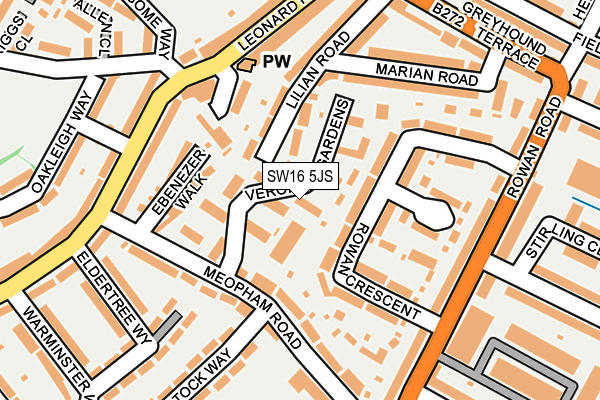SW16 5JS map - OS OpenMap – Local (Ordnance Survey) SW16 5JS map - OS OpenMap – Local (Ordnance Survey)