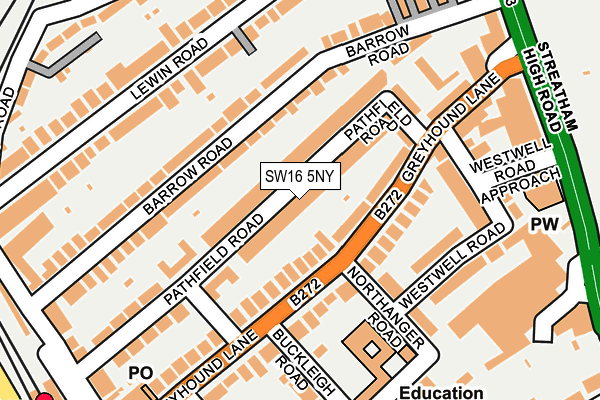 SW16 5NY map - OS OpenMap – Local (Ordnance Survey) SW16 5NY map - OS OpenMap – Local (Ordnance Survey)