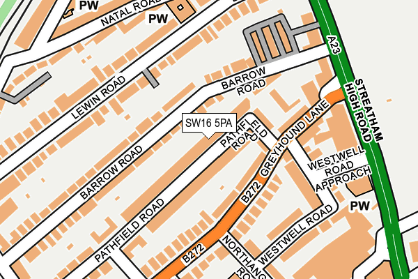 SW16 5PA map - OS OpenMap – Local (Ordnance Survey) SW16 5PA map - OS OpenMap – Local (Ordnance Survey)