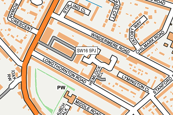 SW16 5PJ map - OS OpenMap – Local (Ordnance Survey) SW16 5PJ map - OS OpenMap – Local (Ordnance Survey)