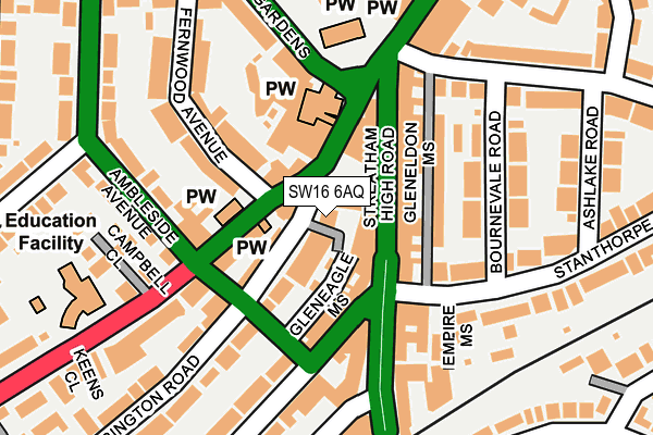 SW16 6AQ map - OS OpenMap – Local (Ordnance Survey) SW16 6AQ map - OS OpenMap – Local (Ordnance Survey)