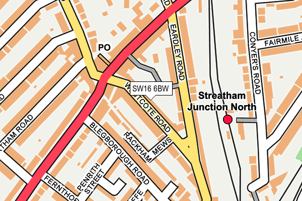 SW16 6BW map - OS OpenMap – Local (Ordnance Survey) SW16 6BW map - OS OpenMap – Local (Ordnance Survey)