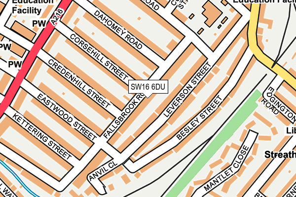 SW16 6DU map - OS OpenMap – Local (Ordnance Survey) SW16 6DU map - OS OpenMap – Local (Ordnance Survey)