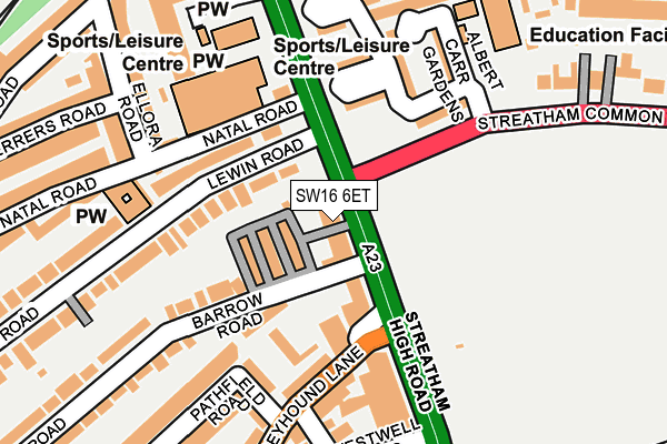 SW16 6ET map - OS OpenMap – Local (Ordnance Survey) SW16 6ET map - OS OpenMap – Local (Ordnance Survey)