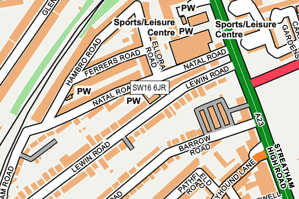 SW16 6JR map - OS OpenMap – Local (Ordnance Survey) SW16 6JR map - OS OpenMap – Local (Ordnance Survey)