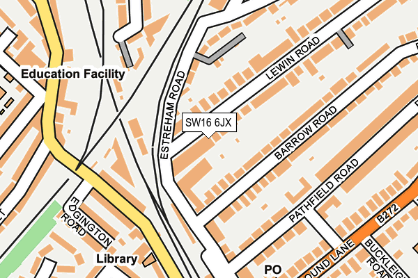 SW16 6JX map - OS OpenMap – Local (Ordnance Survey) SW16 6JX map - OS OpenMap – Local (Ordnance Survey)