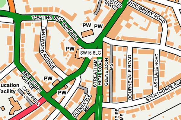 SW16 6LG map - OS OpenMap – Local (Ordnance Survey) SW16 6LG map - OS OpenMap – Local (Ordnance Survey)