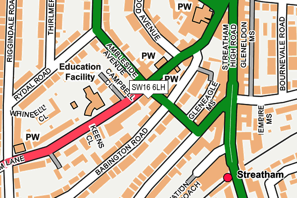 SW16 6LH map - OS OpenMap – Local (Ordnance Survey) SW16 6LH map - OS OpenMap – Local (Ordnance Survey)